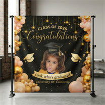 Graduation-Party Sign With Childhood Photo - Vintage Childhood Decor Themed - Personalized Backdrop 3