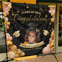 Graduation-Party Sign With Childhood Photo - Vintage Childhood Decor Themed - Personalized Backdrop 5