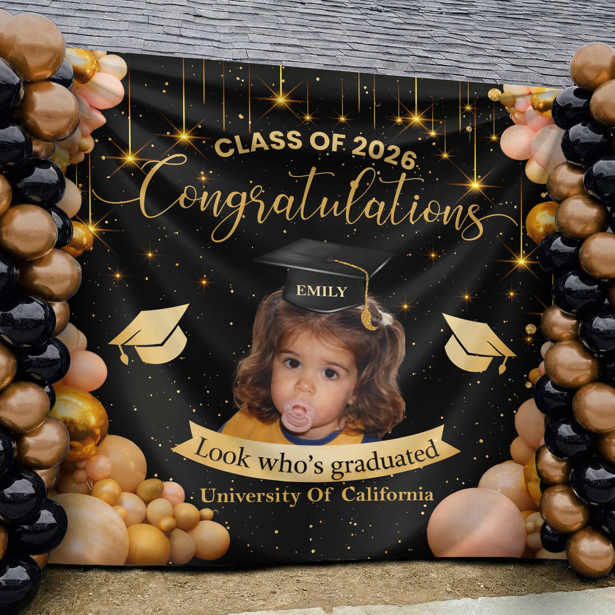 Graduation-Party Sign With Childhood Photo - Vintage Childhood Decor Themed - Personalized Backdrop 6