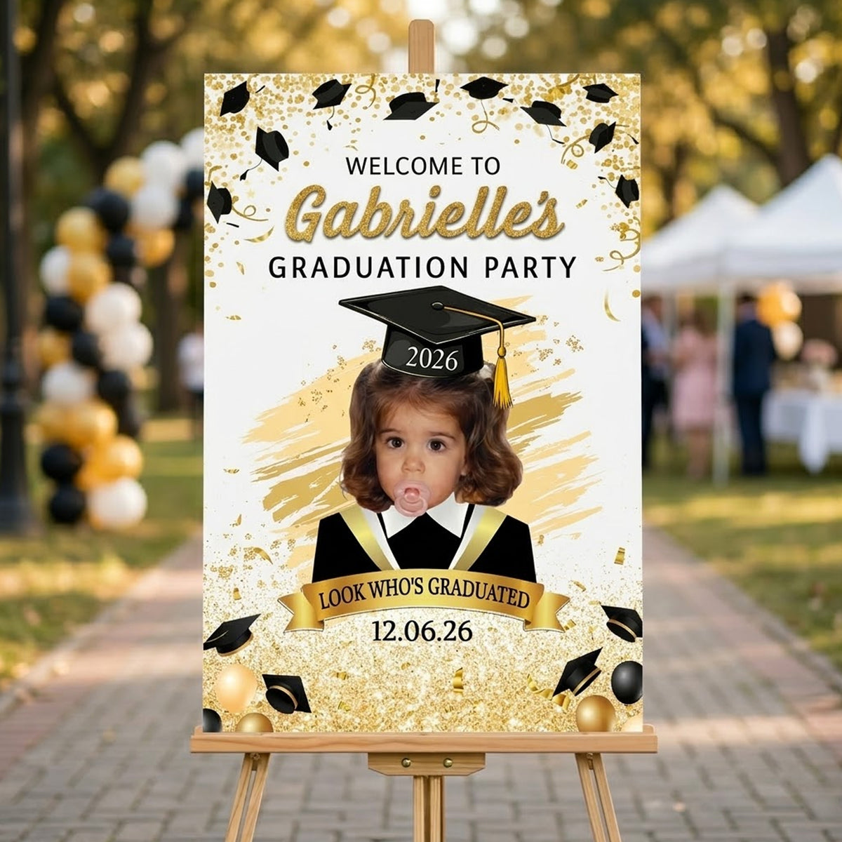 Graduation Party Sign With Childhood Photo - Vintage Childhood Decor ...