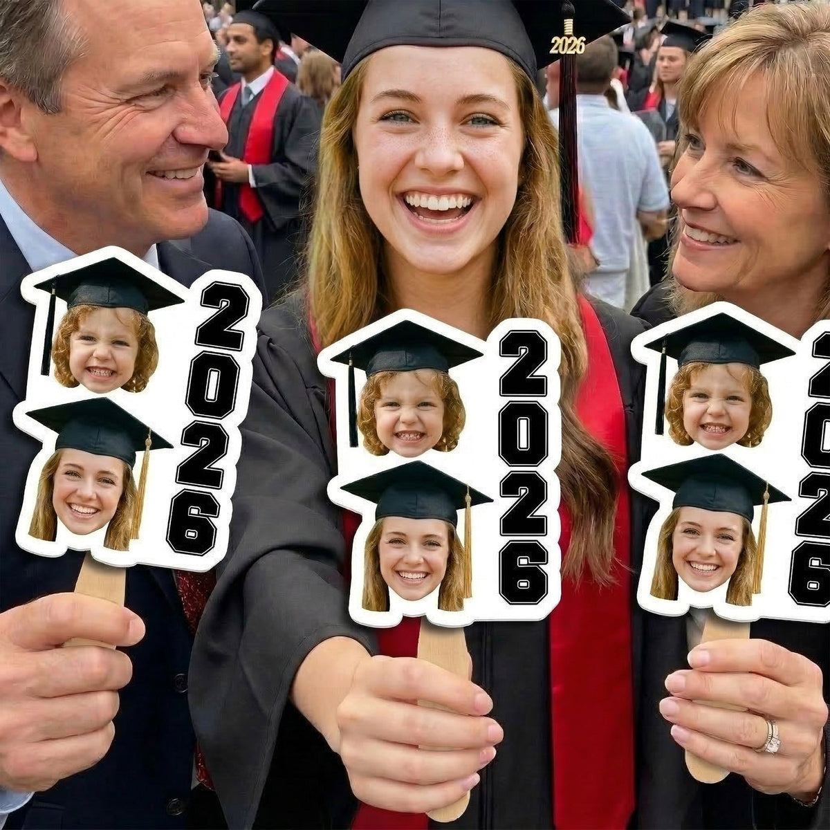 Graduation Then Vs Now Custom Photo - Personalized Graduation Fan ...