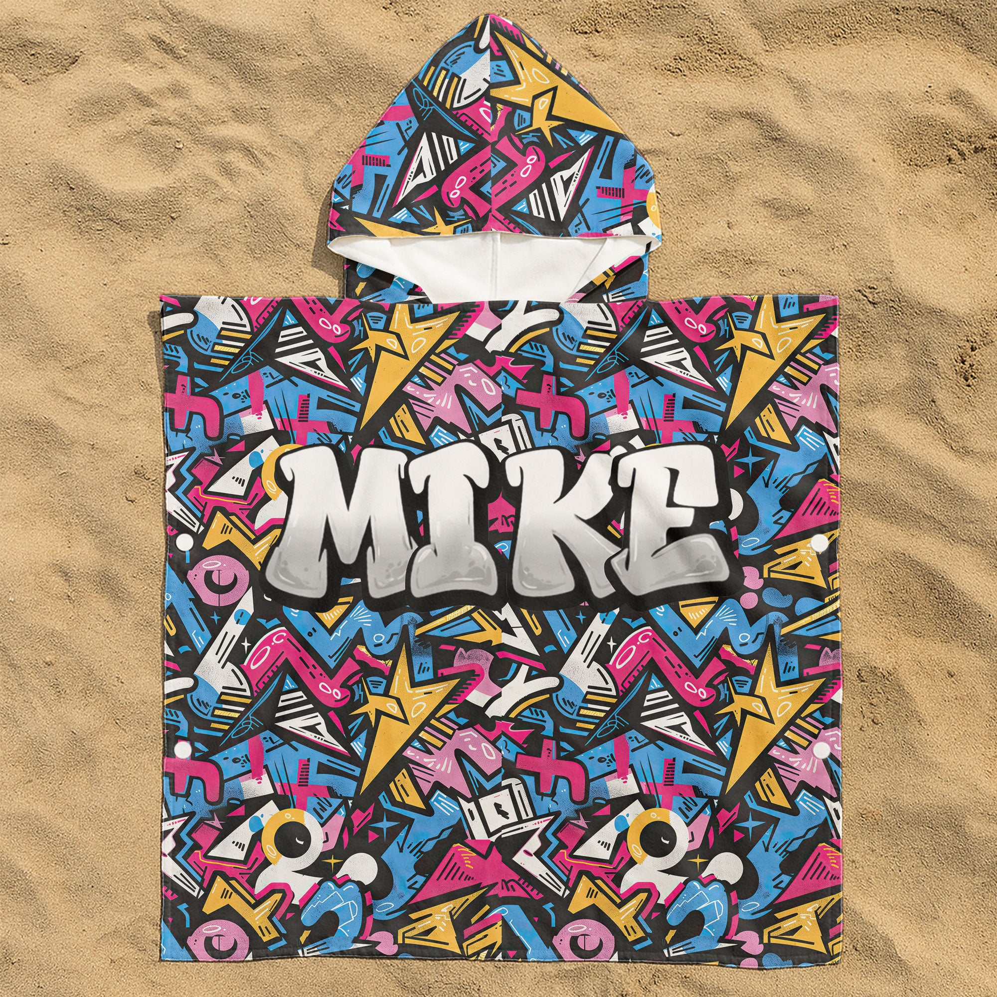 Graffiti Name Custom - Personalized Kids Hooded Towel