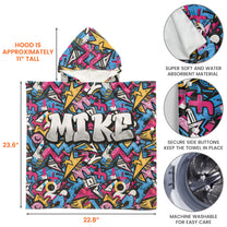 Graffiti Name Custom - Personalized Kids Hooded Towel