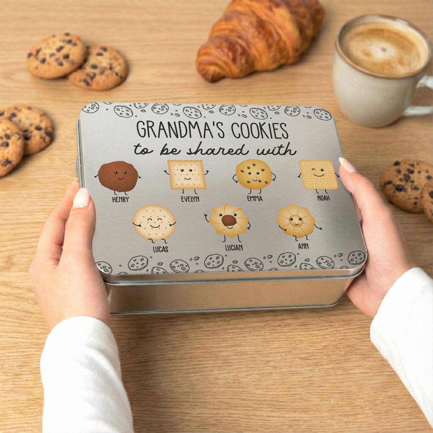 Grandma's Cookie Tin Custom Grandkids' Names - Personalized Cookie Tin Box