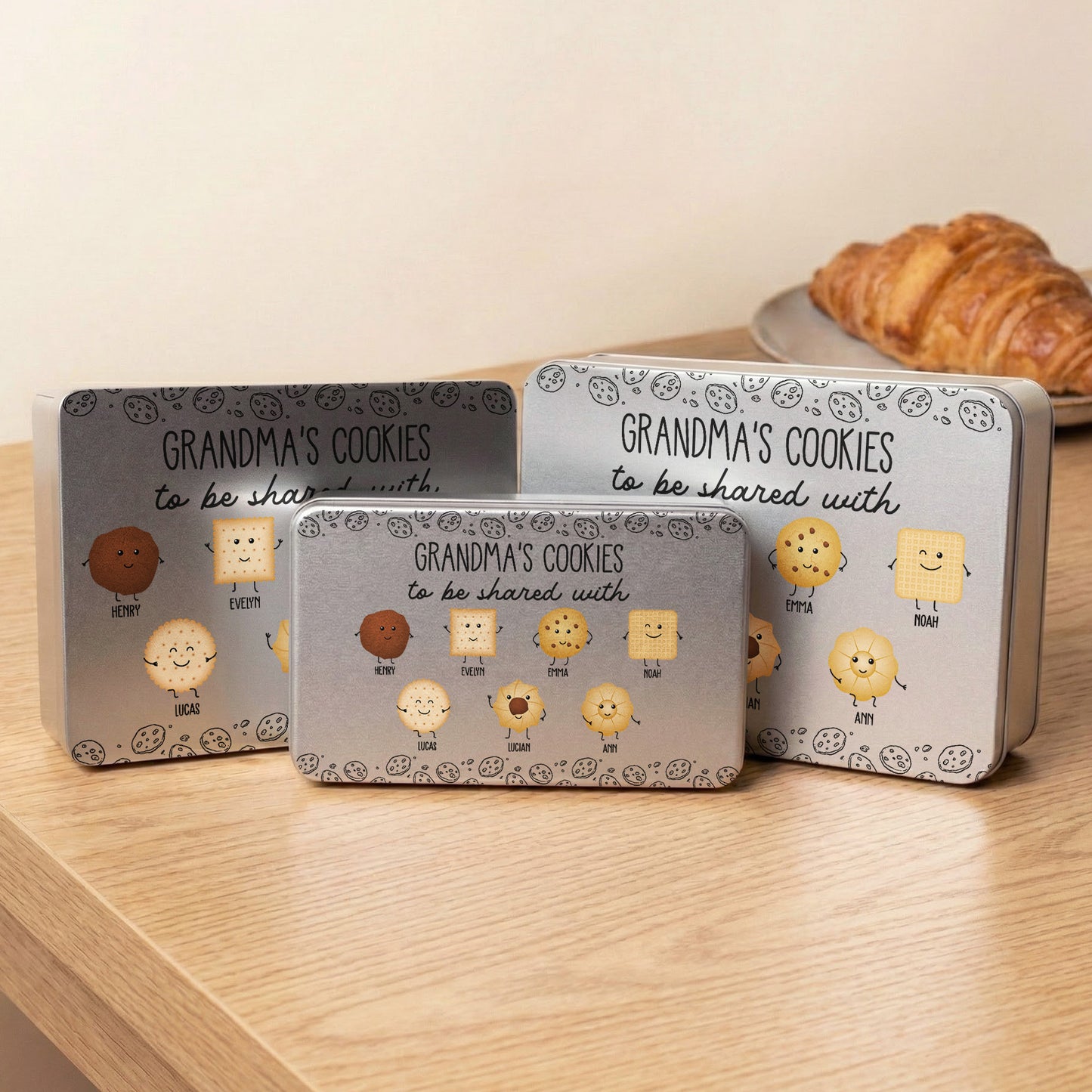 Grandma's Cookie Tin Custom Grandkids' Names - Personalized Cookie Tin Box