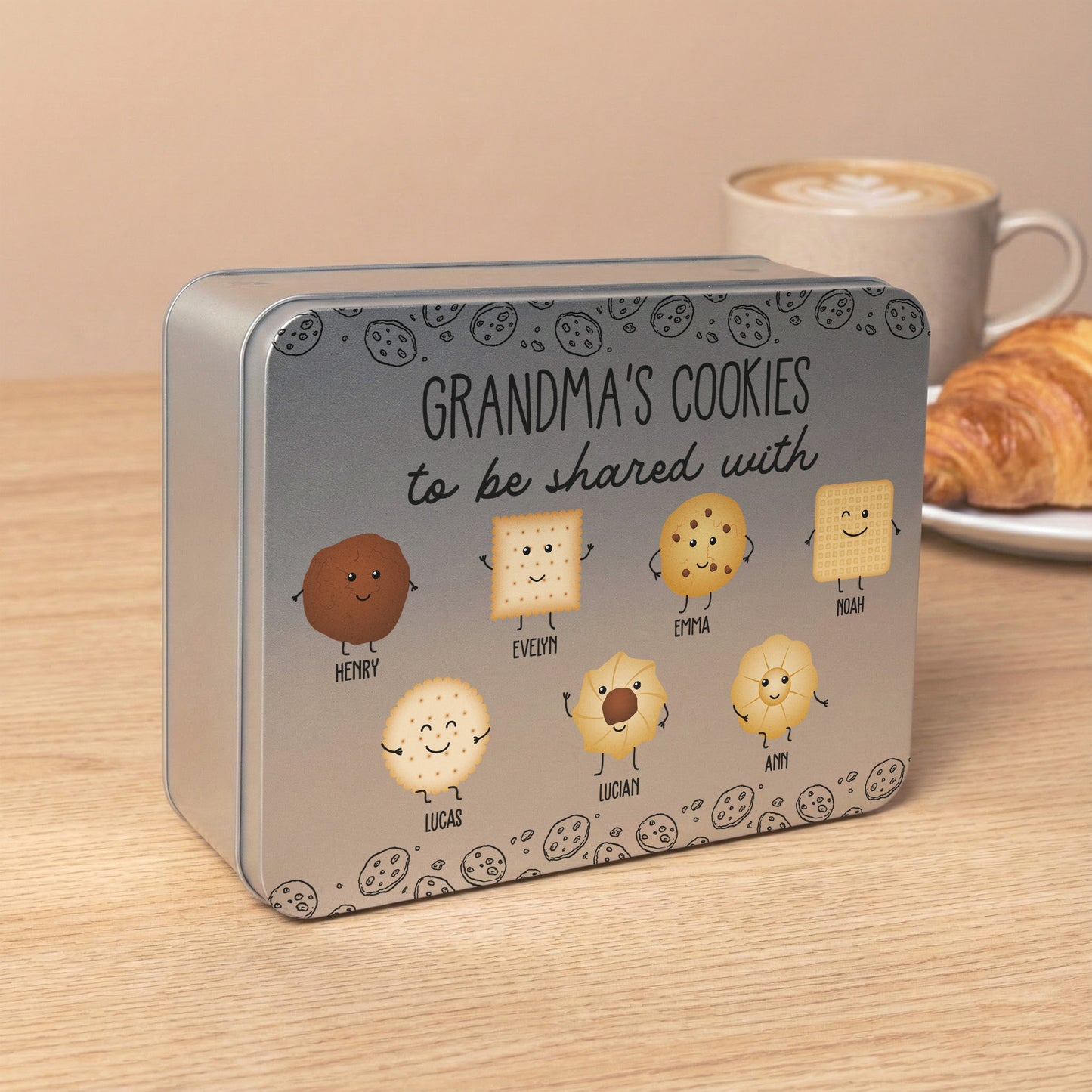 Grandma's Cookie Tin Custom Grandkids' Names - Personalized Cookie Tin Box