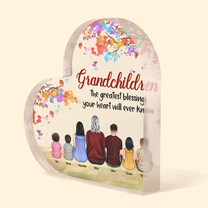 Grandchildren Are The Greatest Blessing - Personalized Heart Shaped Acrylic Plaque