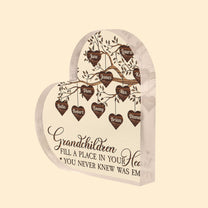 Grandchildren Fill A Place In Your Heart - Personalized Heart Shaped Acrylic Plaque - Heartwarming, Mother's DayGift For Grandma, Nana, Grandmother