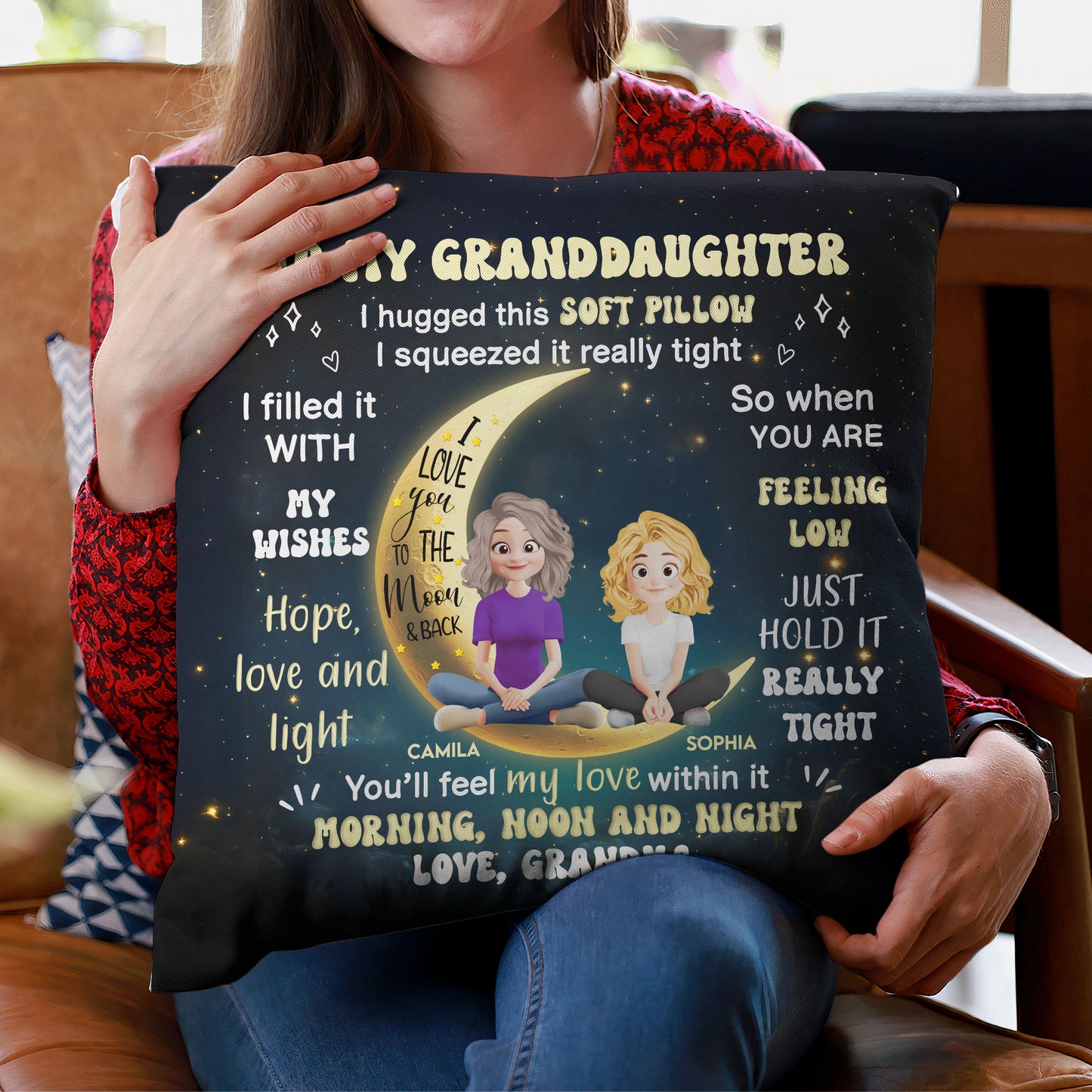 Granddaughter Hug This Pillow - Personalized Pillow (Insert Included)