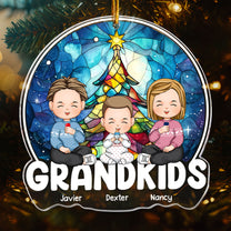 Grandkid Christmas Time Sitting Together - Personalized Acrylic Ornament