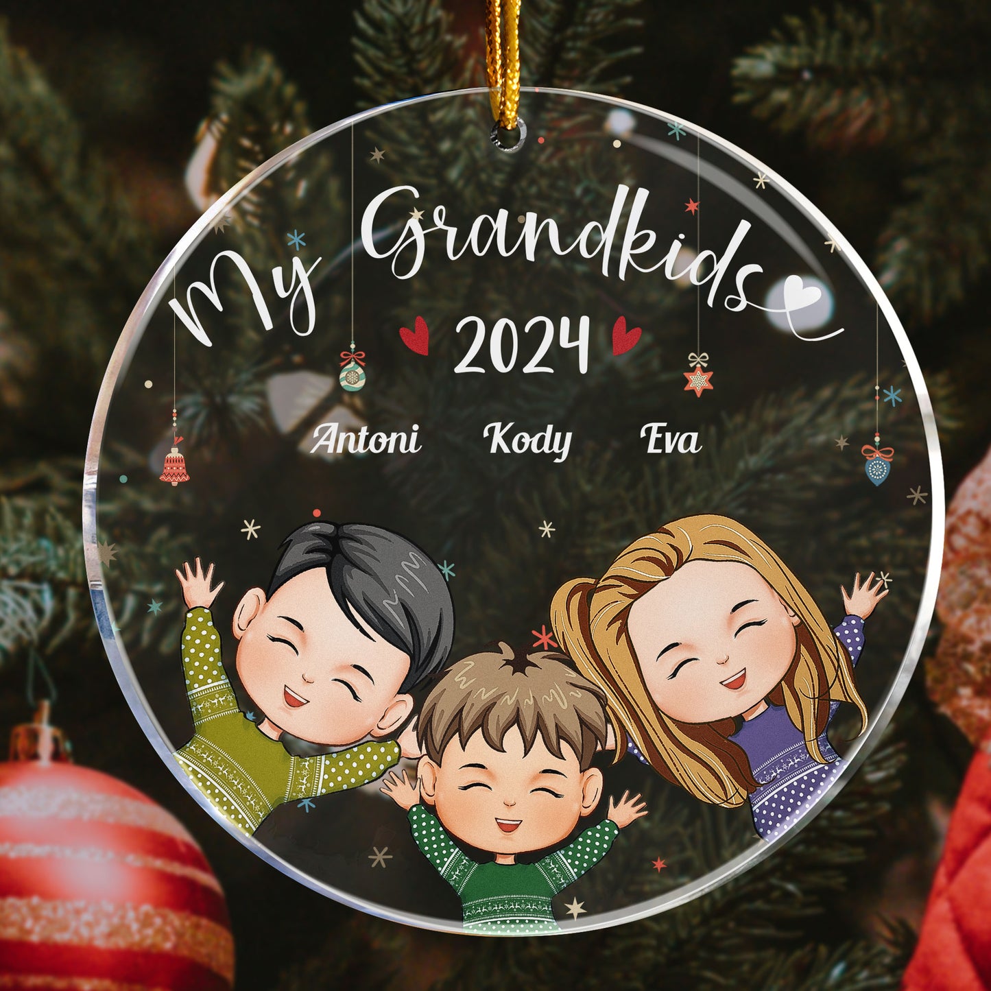 Grandkids 2024 - Personalized Circle Acrylic Ornament