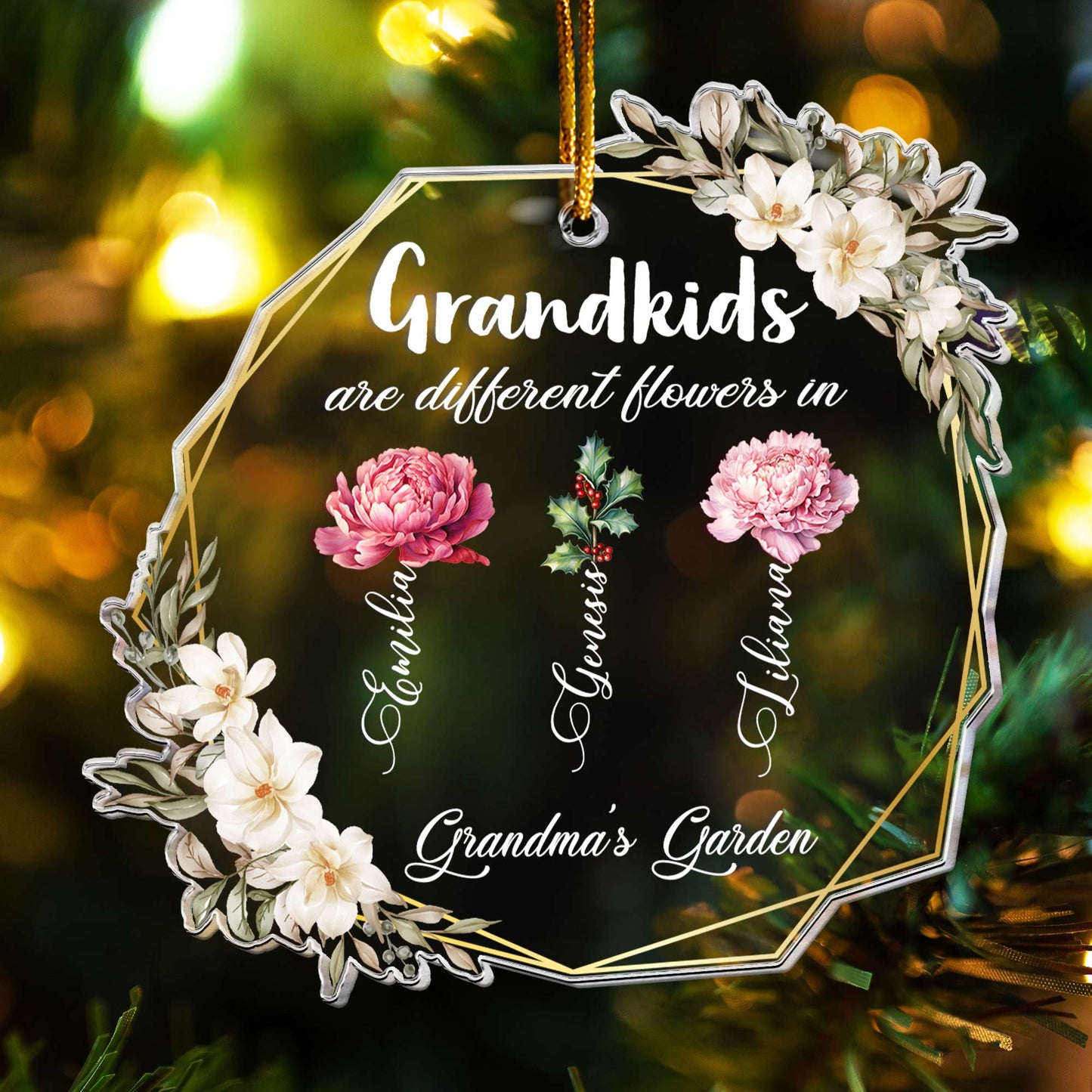 Grandkids Are Different Flowers - Personalized Acrylic Ornament