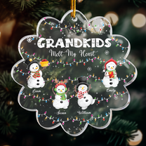 Grandkids Cute Snowman Custom Names - Personalized Acrylic Ornament