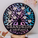 Grandkids Make Life Grand Galaxy - Personalized 2 Layers Wood Sign