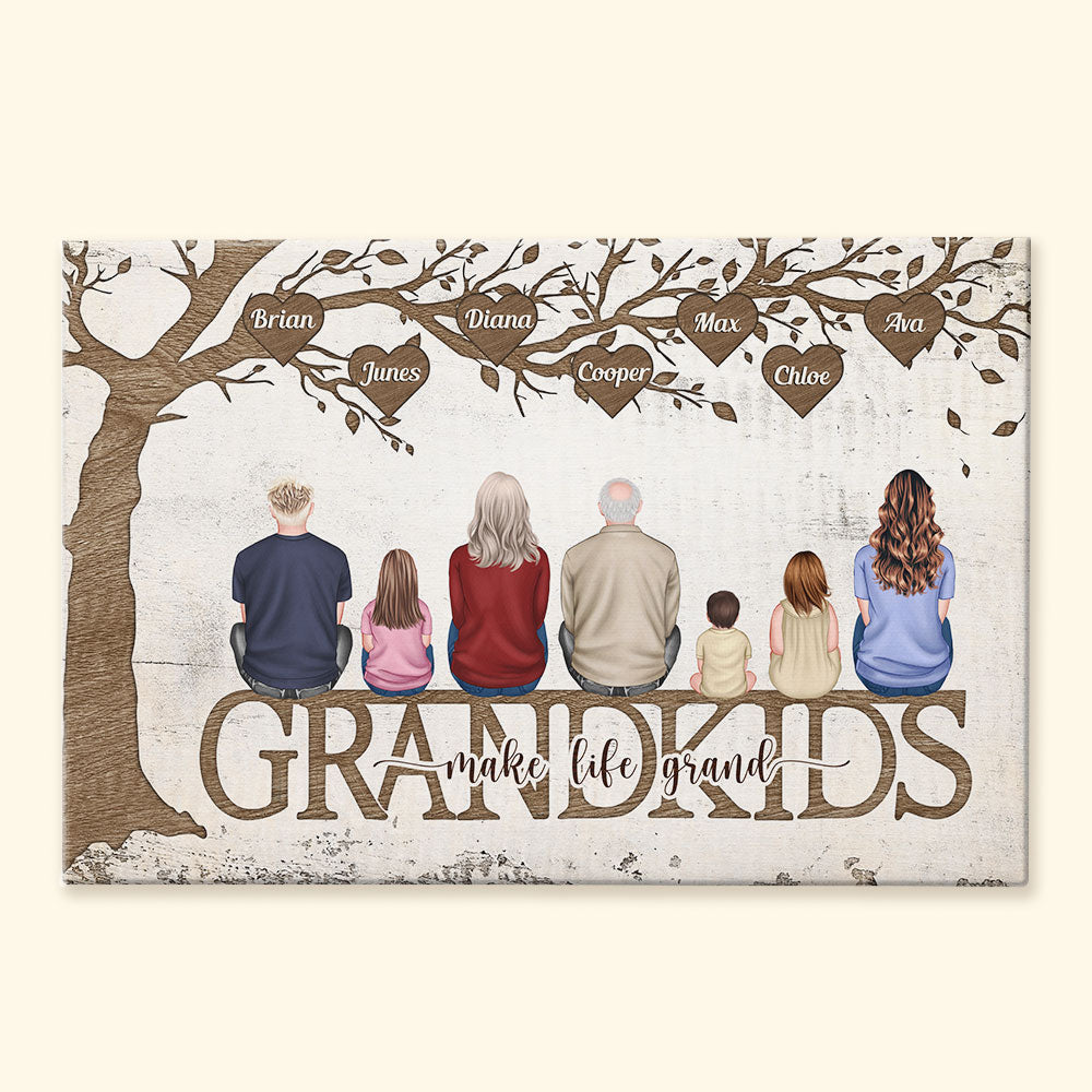Grandkids Make Life Grand - Personalized Wrapped Canvas