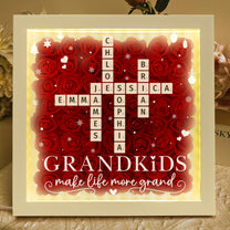 Grandkids Make Life More Grand - Personalized Flower Shadow Box With LED Light