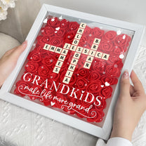 Grandkids Make Life More Grand - Personalized Flower Shadow Box With LED Light