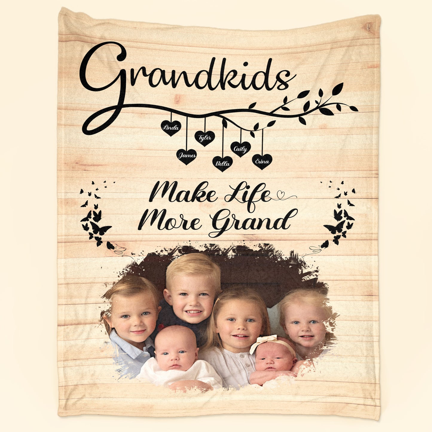 Grandkids Make Life More Grand - Personalized Photo Blanket