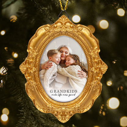 Grandkids Make Life More Grand - Personalized Vintage Picture Frame Ornament