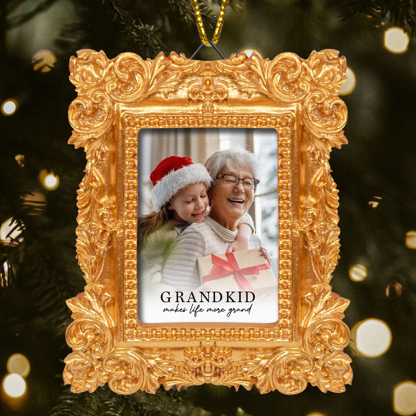 Grandkids Make Life More Grand - Personalized Vintage Picture Frame Ornament