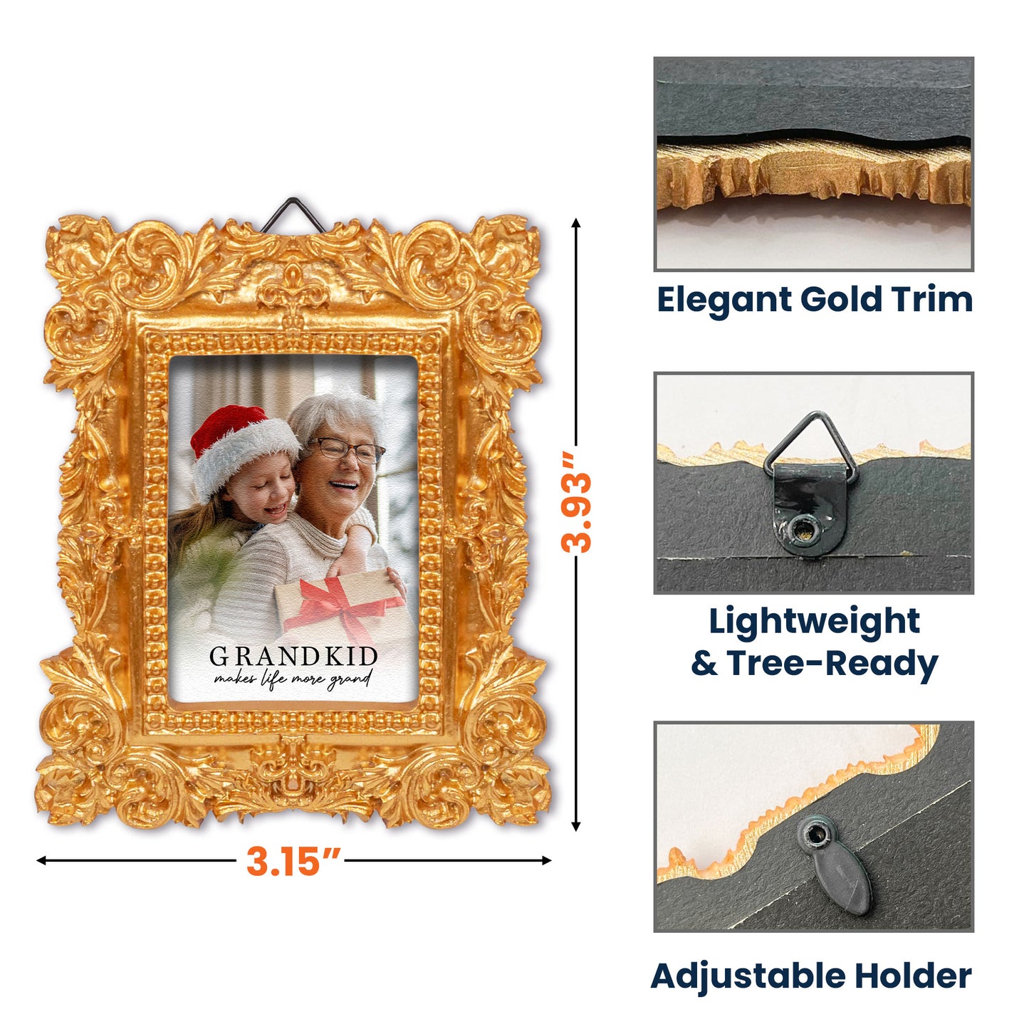 Grandkids Make Life More Grand - Personalized Vintage Picture Frame Ornament