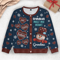Grandkids Melt My Heart - Personalized Crewneck Cardigan