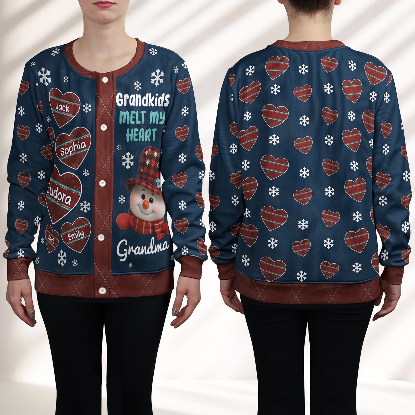 Grandkids Melt My Heart - Personalized Crewneck Cardigan