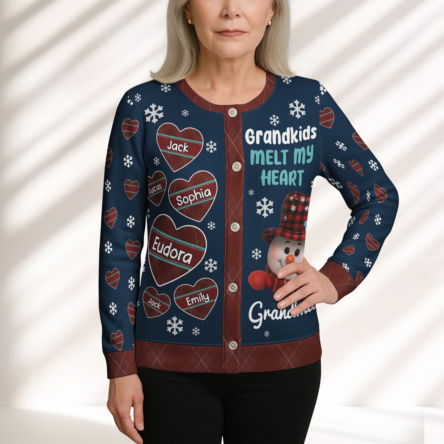 Grandkids Melt My Heart - Personalized Crewneck Cardigan