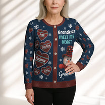 Grandkids Melt My Heart - Personalized Crewneck Cardigan