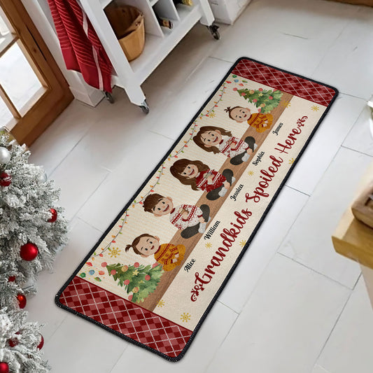 Grandkids Spoiled Here Folk Art - Personalized Runner Rug