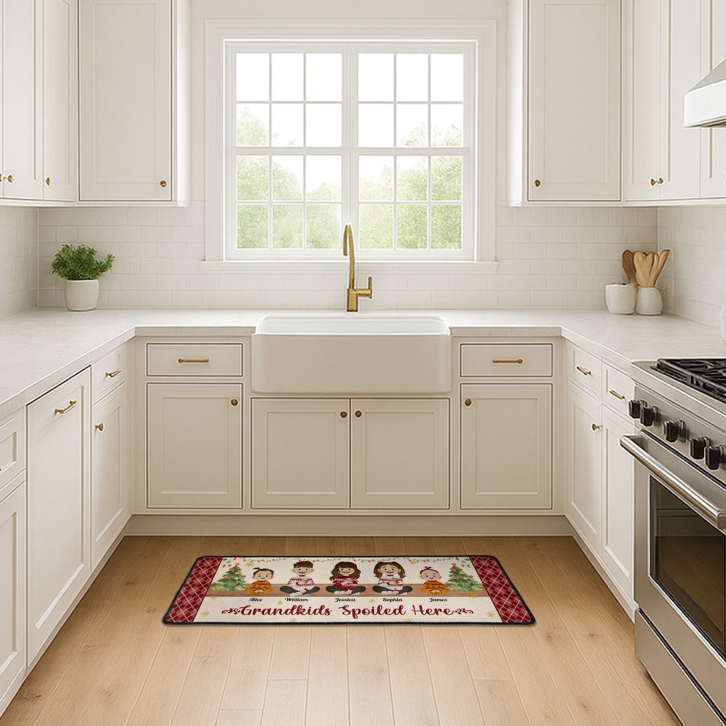 Grandkids Spoiled Here Folk Art - Personalized Runner Rug