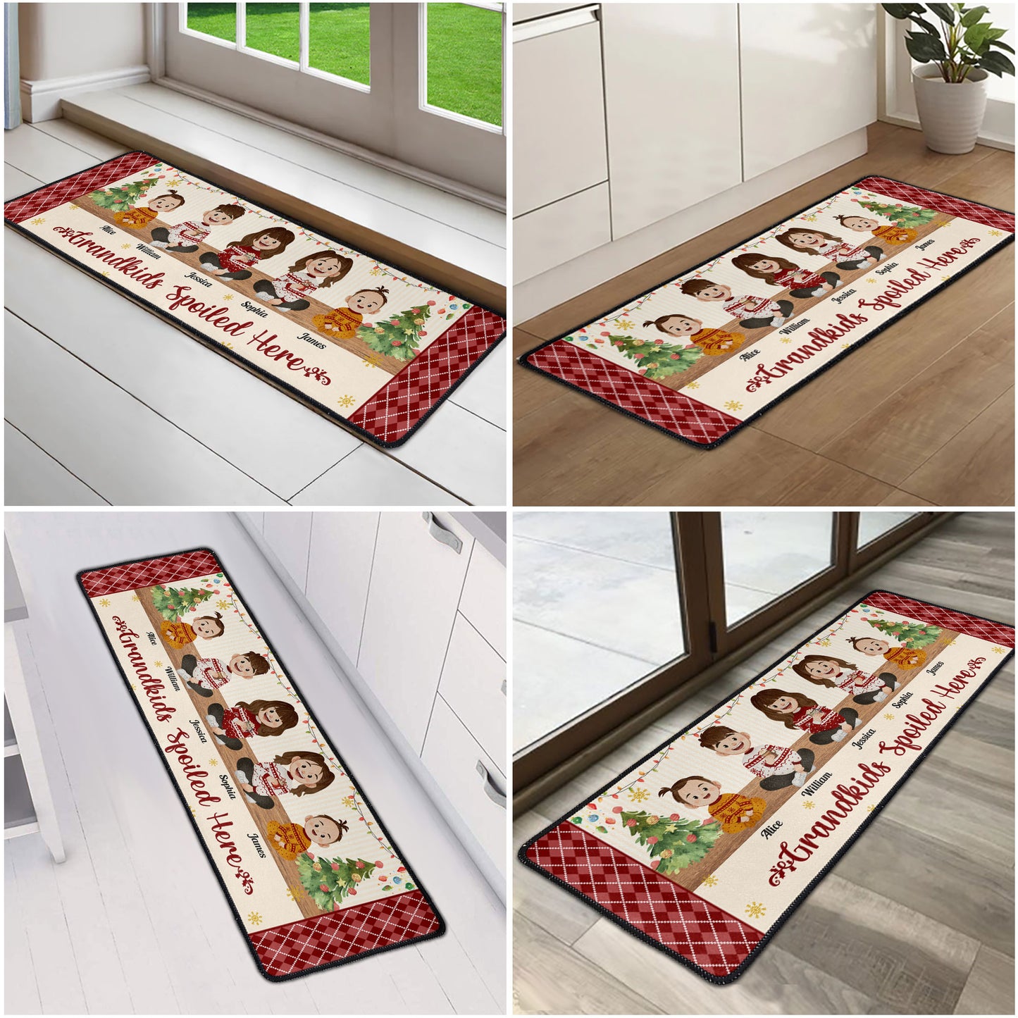 Grandkids Spoiled Here Folk Art - Personalized Runner Rug