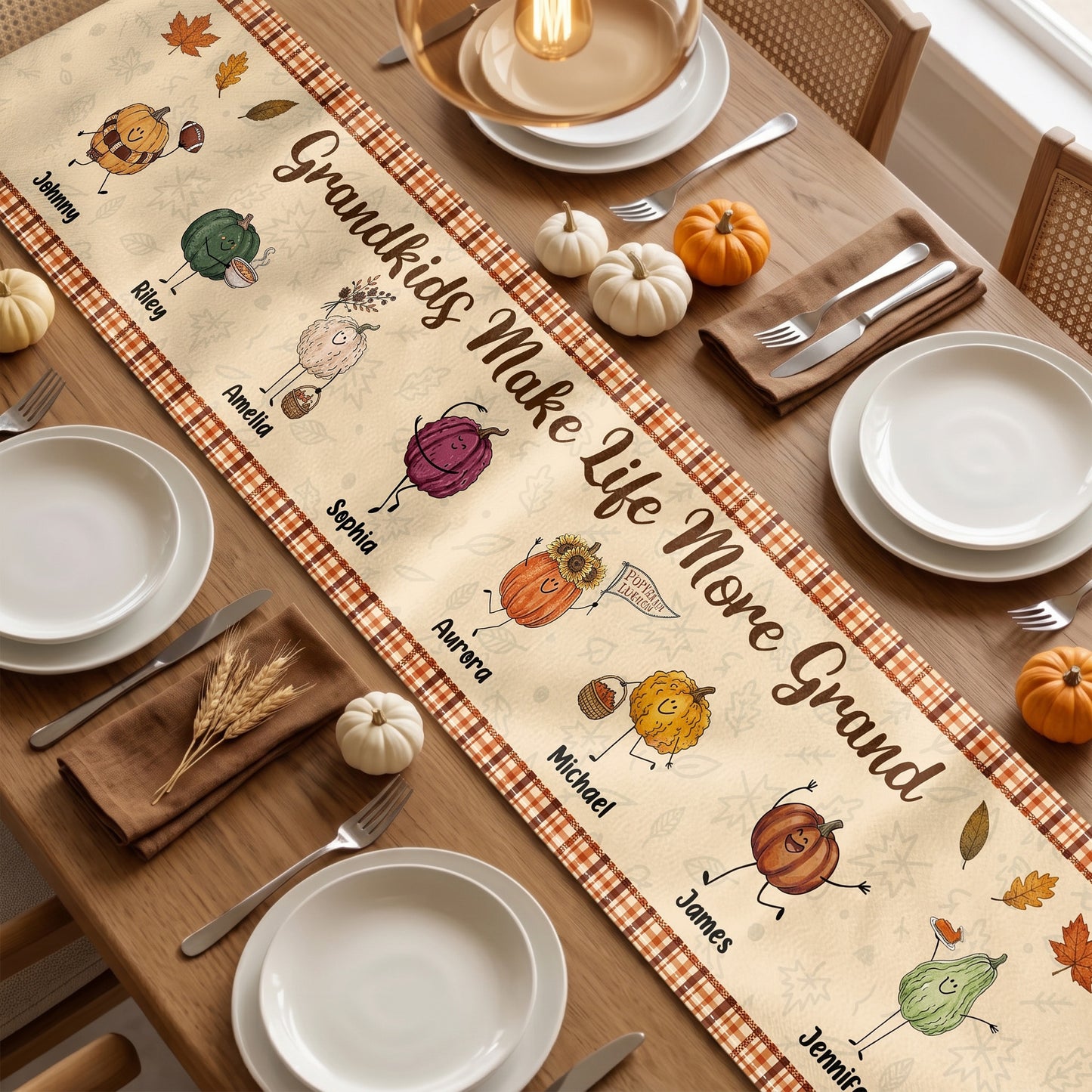 Grandkids-Make-Life-More-Grand-Autumn-Vibes-Personalized-Table-Runner-1