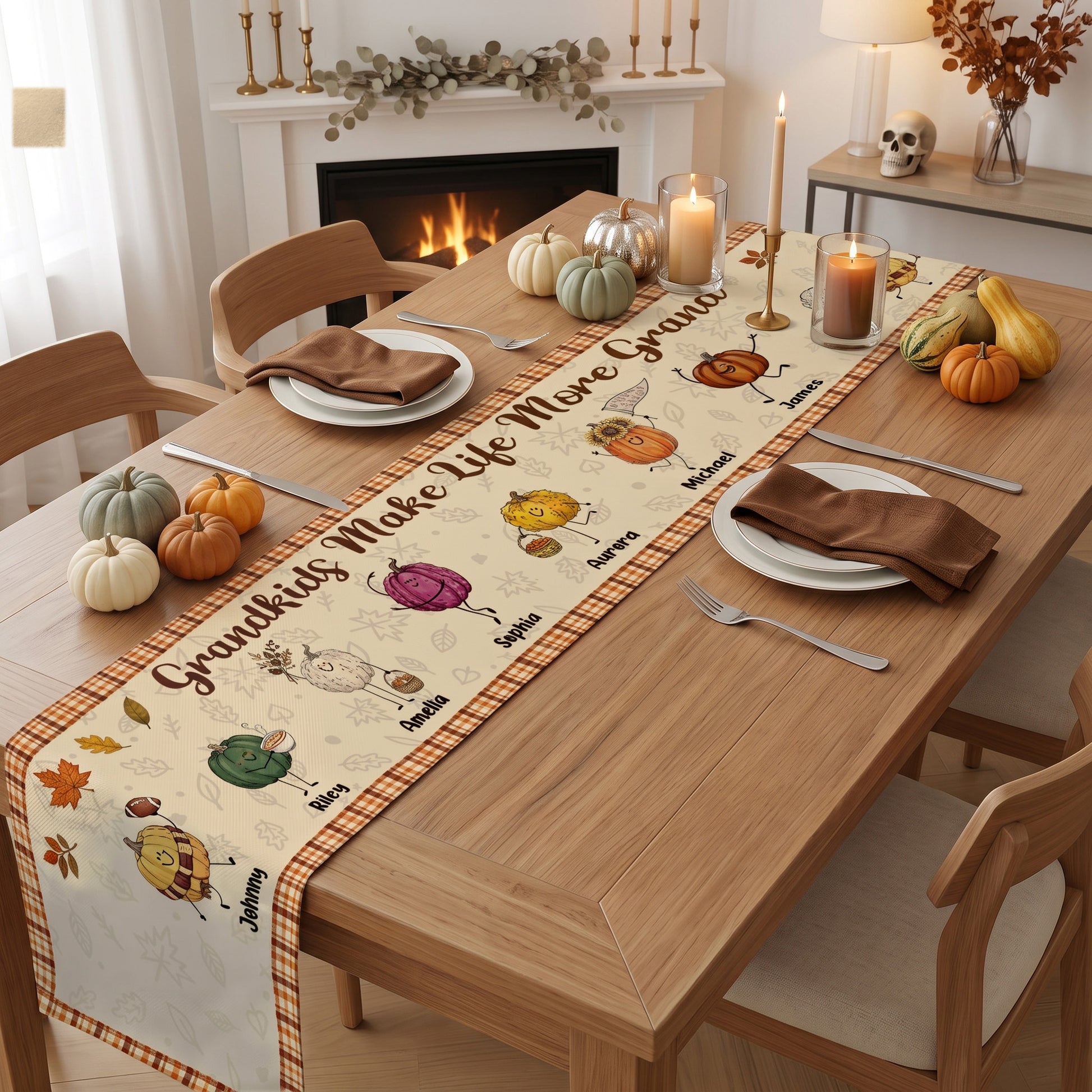 Grandkids-Make-Life-More-Grand-Autumn-Vibes-Personalized-Table-Runner-2