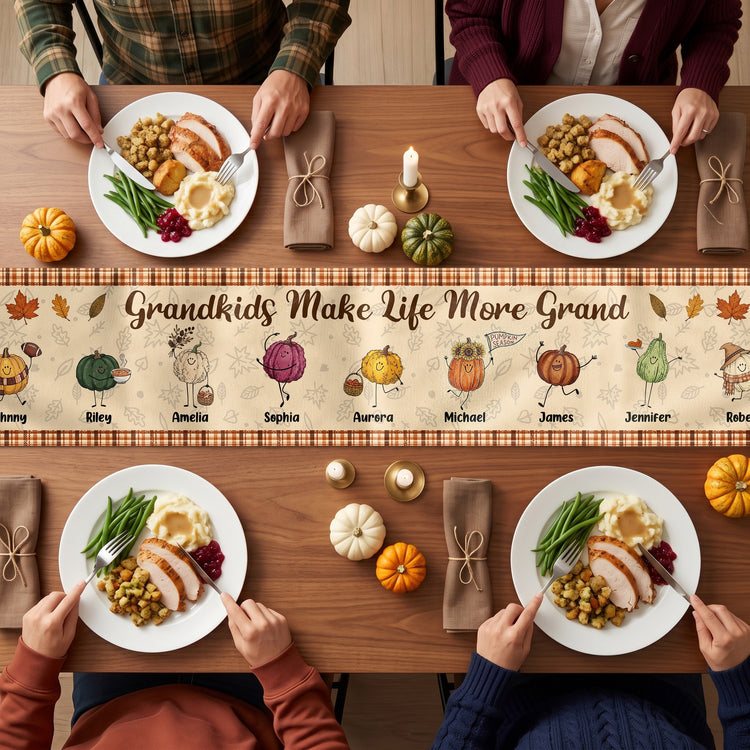 Grandkids-Make-Life-More-Grand-Autumn-Vibes-Personalized-Table-Runner-4