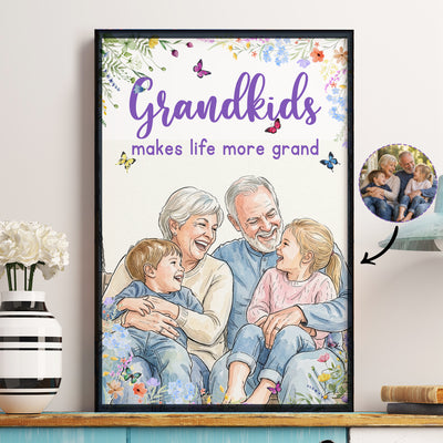 Grandkids Make Life More Grand Watercolor - Personalized Poster