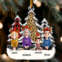 Grandma And Grandkids - Leopard Tree Version - Personalized Acrylic Ornament