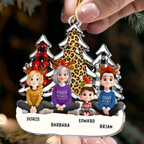 Grandma And Grandkids - Leopard Tree Version - Personalized Acrylic Ornament