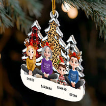 Grandma And Grandkids - Leopard Tree Version - Personalized Acrylic Ornament