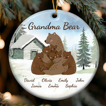 Grandma Bear Loves Her Cubs - Personalized Ceramic Ornament