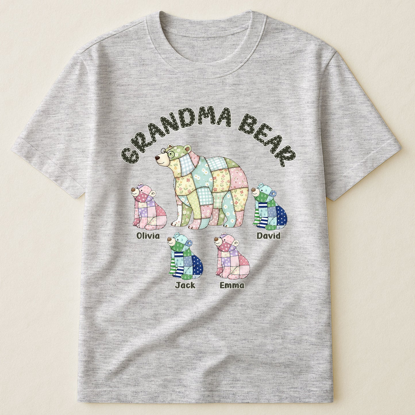 Grandma Bear Patchwork Print - Personalized Shirt