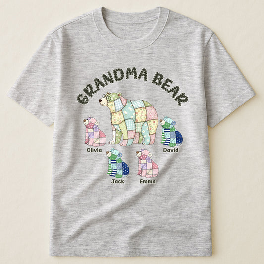 Grandma Bear Patchwork Print - Personalized Shirt