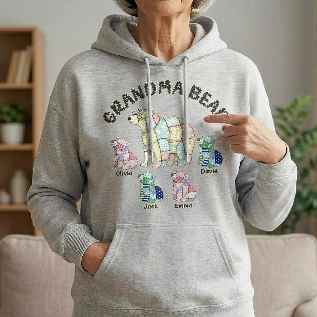 Grandma Bear Patchwork Print - Personalized Shirt