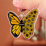 Grandma - Butterfly And Sunflower - Personalized Acrylic Keychain