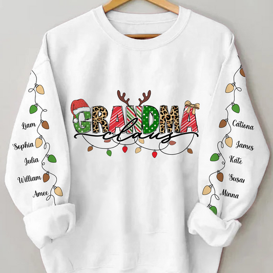 Grandma Claus Custom Name Christmas Light - Personalized Sweatshirt