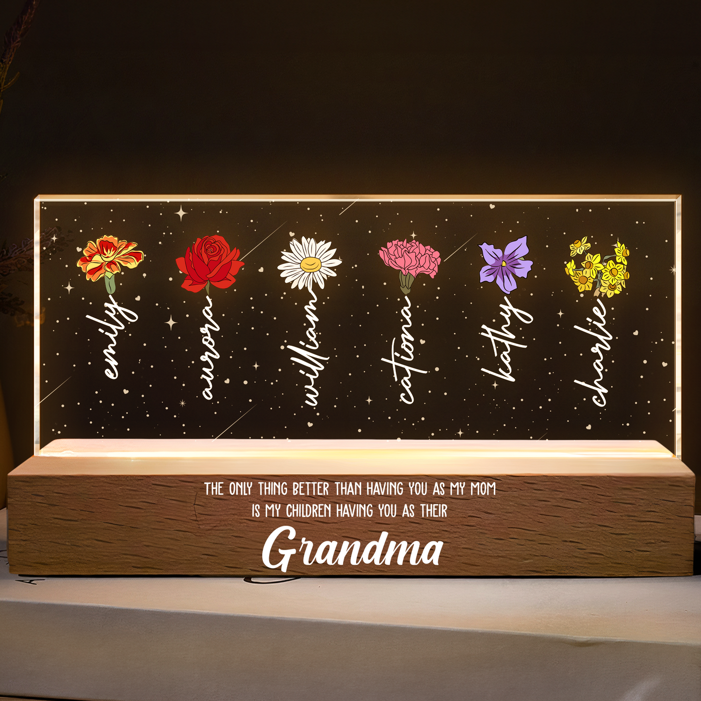 Grandma Love Custom Birth Flower - Personalized LED Night Light