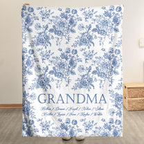 Grandma Custom Grandkids' Names Toile De Jouy - Personalized Blanket