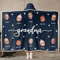 Grandma Custom Kid Face - Personalized Photo Wearable Blanket Hoodie