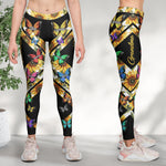 Grandma Custom Kid Names Butterfly Style - Personalized Leggings