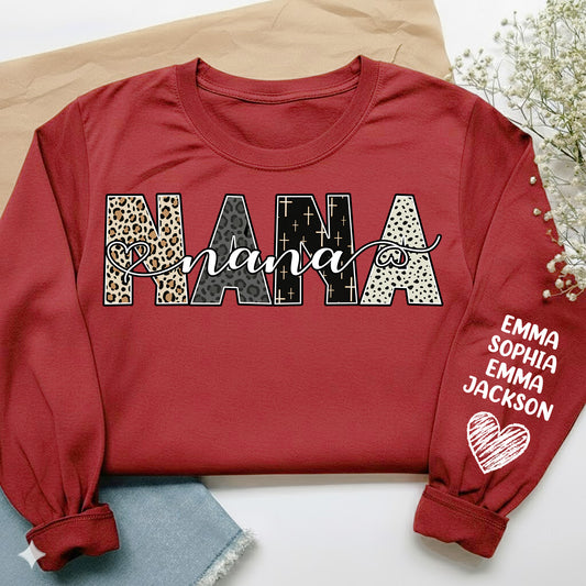 Grandma Custom Kids Name Bible Pattern Style - Custom Long Sleeve T-Shirt